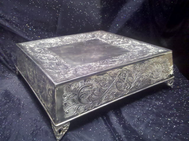 Rental store for SILVER 20 X20  SQU CAKE PLATEAU in Omaha NE