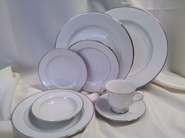 Rental store for ALL  WHITE CHINA W SILVER BAND in Omaha NE