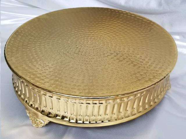Rental store for HAMMERED GOLD 16  Rd Ribbed Cake Stand in Omaha NE