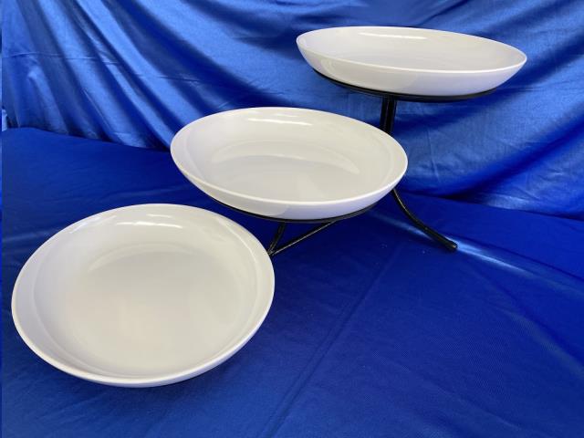 Rental store for OVAL 3-WHITE BOWL SET W STAND in Omaha NE